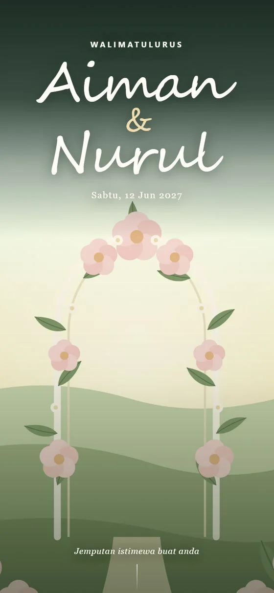 The opened wedding card for a sample couple